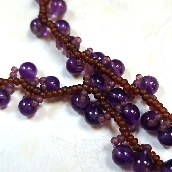 Vintage Hand Crafted Glass Bead Woven Choker Style Necklace - Picture 13 of 16